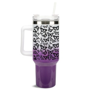 Elanze Designs Small Monarch Butterfly Garden 40 oz. Stainless Steel, Large Water Bottle Coffee Mug, Spill & Leak Resistant, Thermal Travel Tumbler - 1 of 1