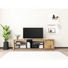NicBex TV Stand for 80 Inch TV with LED Light,TV Entertainment Center with 1 Cabinet and 5 Open Shelves,TV Console Table for Living Room,Black+Natural - 2 of 4
