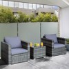 Tangkula 3PCS Rattan Patio Conversation Set Outdoor Furniture Set w/ Table Cushion - 2 of 4