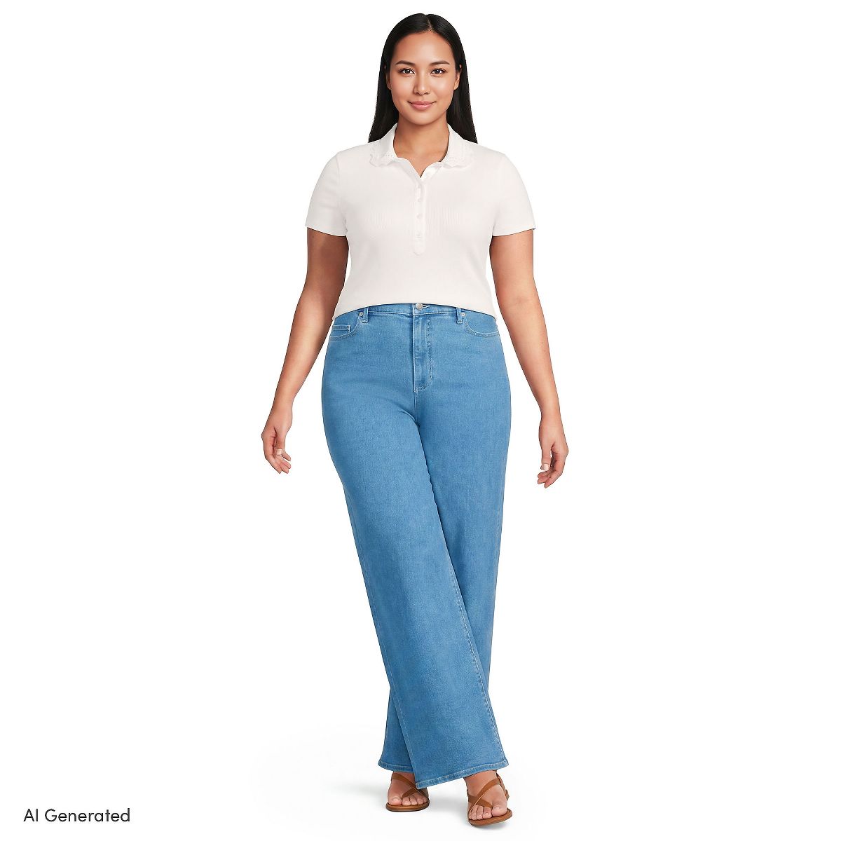 Lands' End Women's Short Sleeve Micro Rib Woven Collar Polo - thumbnail 8