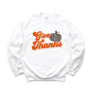 Simply Sage Market Women's Graphic Sweatshirt Give Thanks Pumpkins - 1 of 4