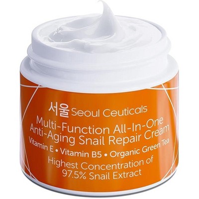 Seoul Ceuticals Korean Skin Care Snail Repair Cream - Korean Moisturizer Night Cream 97.5% Snail Mucin Extract - All In One Recovery Power, 2oz