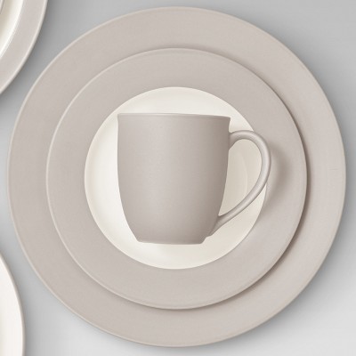 Sand and White Ceramic 4-Piece Matte Breakfast Set