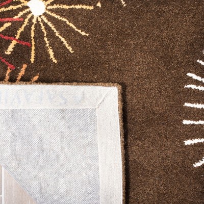 Brown and Multicolor 6' x 6' Hand-Tufted Wool Square Area Rug