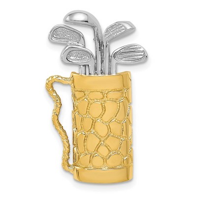 Black Bow Jewelry 14k Two Tone Gold Large 3D Golf Bag Pendant