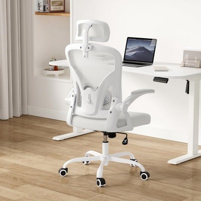 Infurnic Task and Office Chairs, Modern Office Chair with Adjustable Lumbar Support and Armrests, for Home and Office, White, 23.43"*23.43"*56.69"