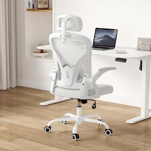 Infurnic Task and Office Chairs, Modern Office Chair with Adjustable Lumbar Support and Armrests, for Home and Office, White, 23.43"*23.43"*56.69" - 1 of 4