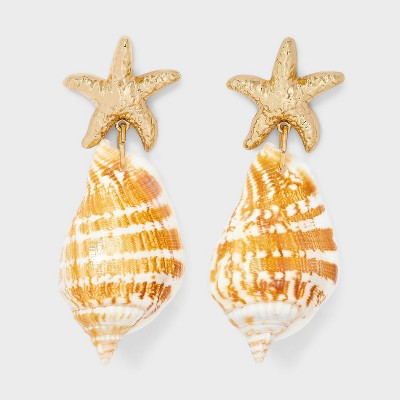 Starfish Shell Drop Earrings - A New Day™ Gold