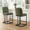 FURNIinspire Accent Chairs, Bar Stools Upholstered Counter Height Chairs Barstools for Kitchen Island, Green, 17.5"*15.4"*35" - 2 of 4