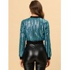 INSPIRE CHIC Women's Glitter Sparkle Long Sleeve Front Zip Party Shiny Crop Bomber Sequin Jackets - 4 of 4