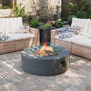 42/56 inch Outdoor Magnesium Oxide Fire Pit Table Propane with Tank Cover and Windshield cover - 1 of 4