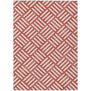 Red And Ivory Geometric Washable Indoor Outdoor Area Rug - 1 of 4