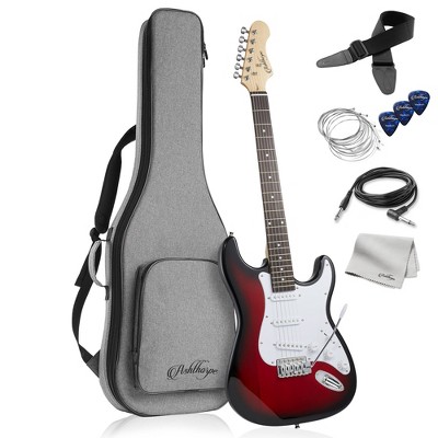 Ashthorpe 39-Inch Electric Guitar with S-S-S Pickups and Tremolo Bar, Full-Size Guitar Kit with Gig Bag and Accessories