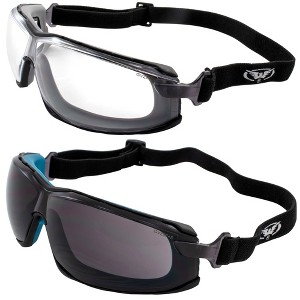 2 Pairs of Global Vision Eyewear Sunn Up Safety Motorcycle Glasses with Clear, Smoke Lenses - 1 of 4