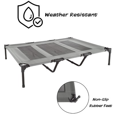 Gray Elevated Portable Pet Bed with Nonslip Feet