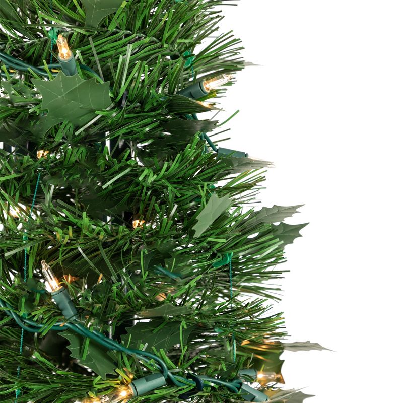 Northlight 4' Pre-Lit Green Tinsel Pop-Up Artificial Christmas Tree, Clear Lights, 4 of 9