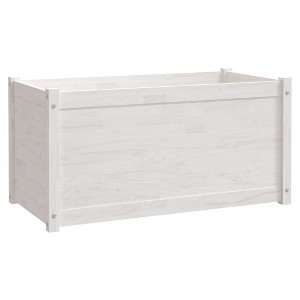 vidaXL Rectangular Garden Planter - Spacious, Pinewood Flower Box - Weather-Resistant White Outdoor Plant Pot - 1 of 4