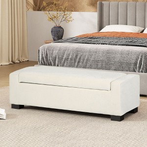 NicBex Ottoman Bench with Storage Modern Fabric Bench with Hinged Lid and Wooden Legs for Living Room, Bedroom, Entryway - 1 of 4