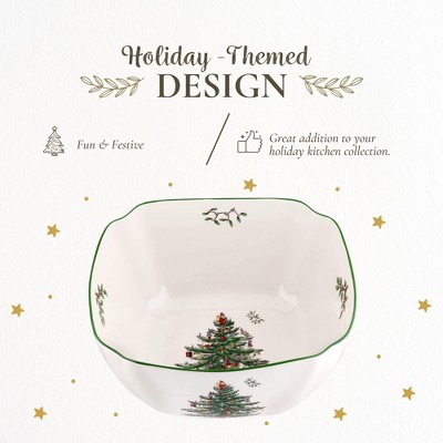White and Green Ceramic Christmas Tree Serving Bowl