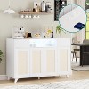 Rattan Sideboard Buffet Cabinet with Storage, Boho Wood Sideboard, Adjustable Shelves, Side Board for Living Room, Dining Room, Entryway - 3 of 4