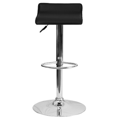 Sleek Black Vinyl and Chrome Adjustable Swivel Barstool
