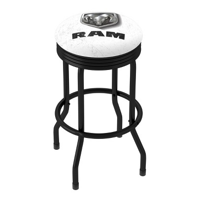 White Vinyl Swivel Bar Stool with Metal Frame