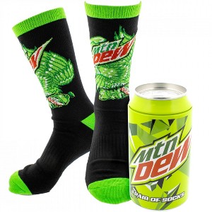Mens Mountain Dew Green Eagle Crew Socks in a Can - 1 of 4