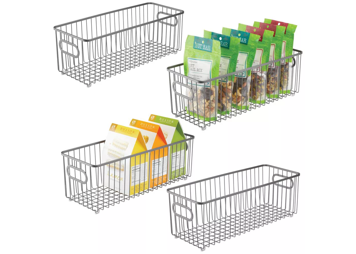 mDesign Metal Kitchen Pantry Food Storage Basket Bin, 4 Pack - image 2 of 6