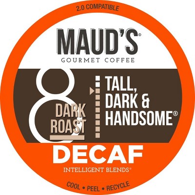 Maud's Dark Roast Decaf Coffee (Decaf Tall Dark & Handsome), Recyclable Decaf Coffee Pods, 100% Arabica California Roasted -100ct