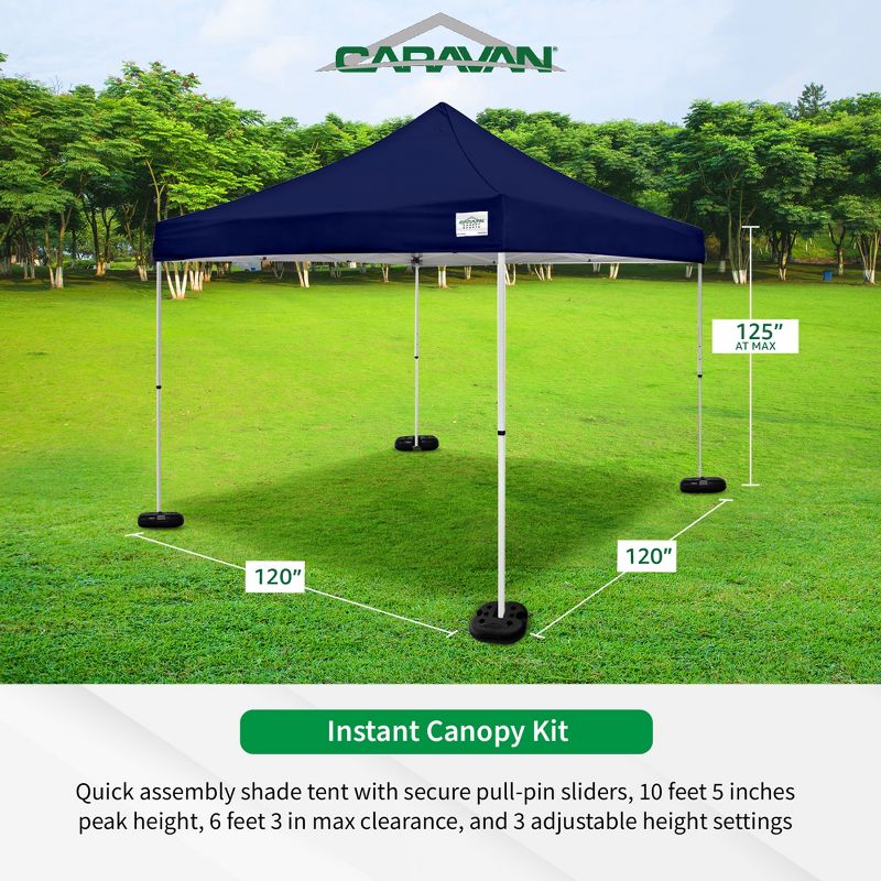 Caravan Canopy V-Series 10 x 10' 2 Straight Leg Sidewall Kit & 10 x 10' Entry Level Angled Leg Instant Canopy w/Set of 4 Black Cement Weights, 4 of 7