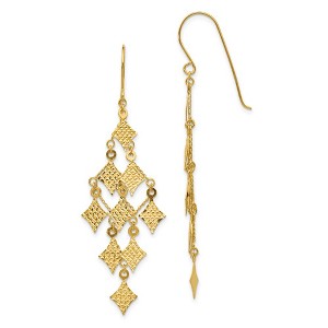Black Bow Jewelry Diamond Cut Rhombus Chandelier Earrings in 14k Yellow Gold - 1 of 4