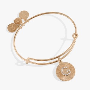 Alex and Ani Initial G Pave Starburst Texture Bangle - 1 of 3