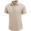 COOFANDY Men's Casual Short Sleeve Button Down Shirt Textured Summer Beach Shirt - 4 of 4