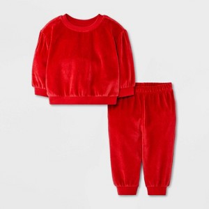 Baby Girls' 2pc Cozy Velour Sweatshirt and Jogger Pants Set - Cat & Jack™ - 1 of 4