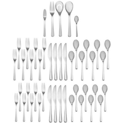 Nambe Aura 45 Piece Stainless Steel Flatware Set, Silver