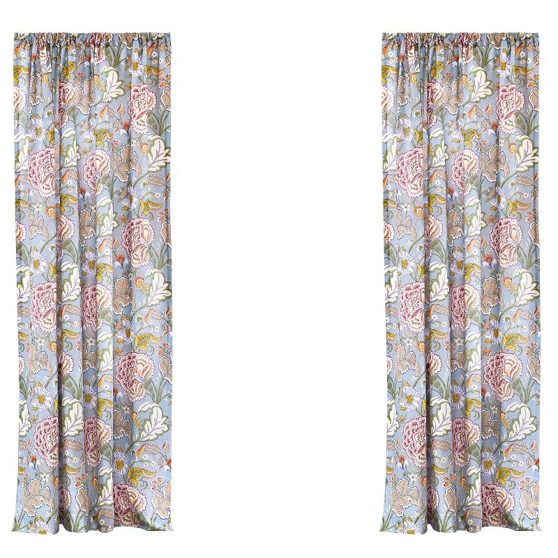 Angelica Floral Lined Curtain Panel with Rod Pocket - 2pk - Levtex Home, 3 of 4