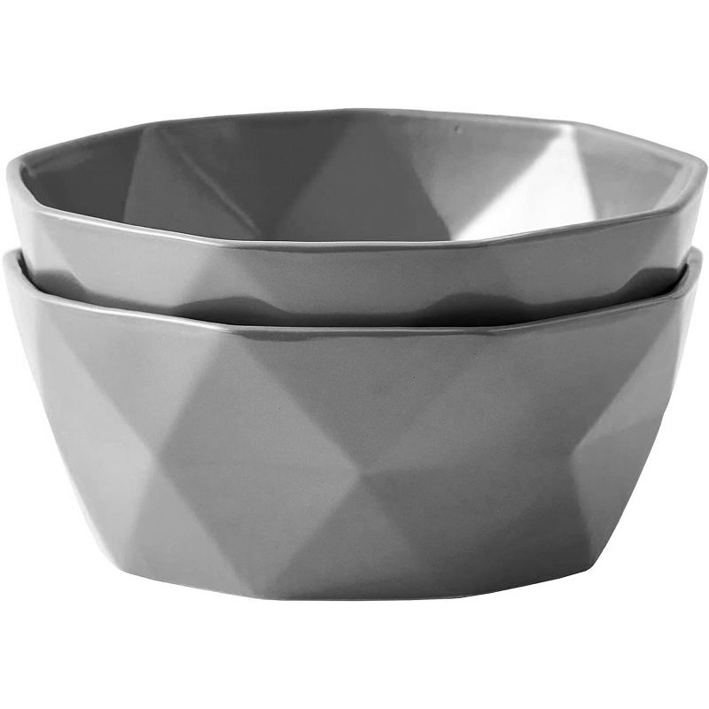 Bruntmor 8.5" Geometric Ceramic Bowls Grey, 3 of 6