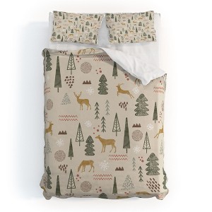 Marta Barragan Camarasa Deer Christmas forest Duvet Cover + Pillow Sham(s) - Deny Designs - 1 of 4