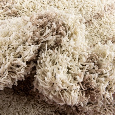 Beige Geometric Trellis Shag Runner Rug 2' x 6'