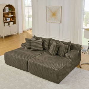 Resenkos 2-Person Velvet Lounger Sofa, Compressed Packaging with No Assembly Needed, Plush Low-Profile Loveseat, - 1 of 4