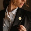 Ross-Simons 2.50 Carat Lemon Quartz and White Enamel Daisy Pin/Pendant Necklace in 18kt Gold Over Sterling Size 18 - 3 of 4