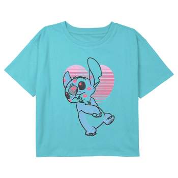 Girl's Lilo & Stitch Kiss Marks Face Crop T-Shirt