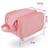 Mber Leather Travel Toiletry Bag Travel, Makeup Bag, Zipper Cosmetic Bags Organizer for Skincare & Toiletries Travel Bag with Compartments, Pink - 3 of 4