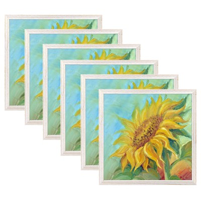 Golden State Art 16x16 Wood Picture Frame 0.84 Inch Thickness with Mat for Nine 4x4 Photos - Pack of 6