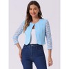 INSPIRE CHIC Women's Work Floral 3/4 Lace Trim Sleeves Open Front Bolero Shrug - 3 of 4