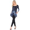Women's 3/4 Sleeve Printed Rella Tunic Top with Pockets - White Mark - 2 of 3