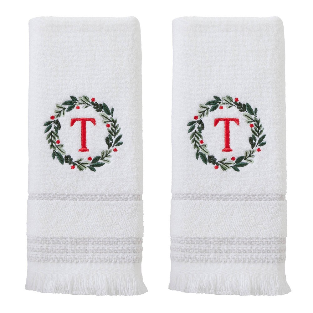 SKL Home 2pk Wreath Monogram Hand Towels "T"