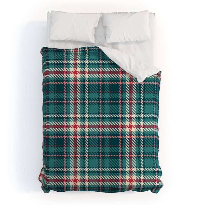 Queen Avenie Winter Plaid 1 Polyester Duvet Cover + Pillow Shams Blue - Deny Designs, 1 of 9