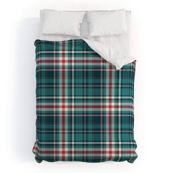 Queen Avenie Winter Plaid 1 Polyester Duvet Cover + Pillow Shams Blue - Deny Designs