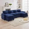 HYLEORY Chenille Fabric Pillow Top Arm U-Shaped Sectional Sofa , Indoor Convertible Modular Sectional Sofa Set with 2 Ottomans for Living Room - 3 of 4